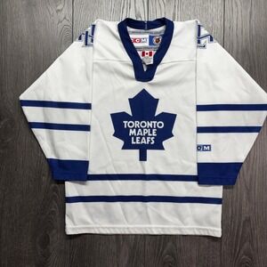 Vintage CCM Toronto Maple Leafs NHL Hockey Jersey Kids White Blue One Size